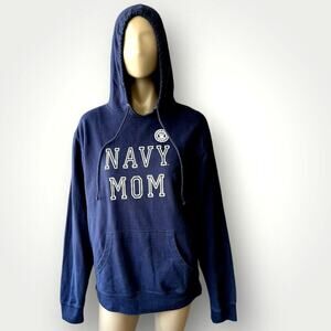 SOFFE Vintage United States Navy Mom Hoodie Sweatshirt Pullover Adult L Blue